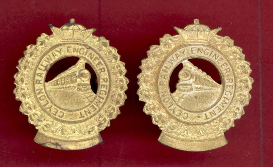 Indian Army Ceylon Railway Engineer Regiment WW1 collar badges