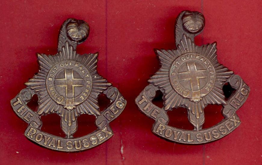 The Royal Sussex Regiment Officer OSD collar badges