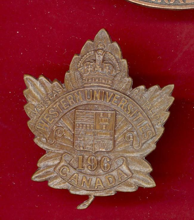 Canadian 196th Western Universities Bn. WW1 CEF cap badge