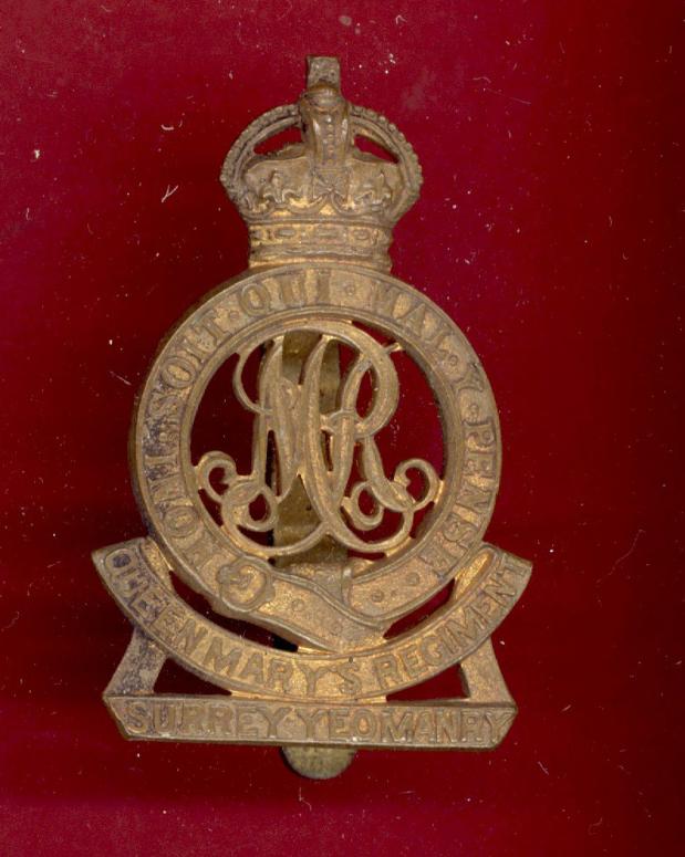 QMR Surrey Yeomanry WW1 OR' cap badge