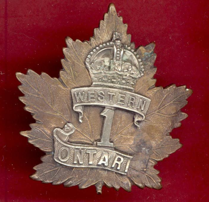 Canadian 1st Western Ontario Battn. WW1 CEF cap badge