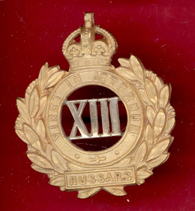 13th Hussars Edwardian O/R's cap badge