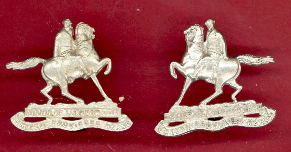 Indian Army 1st United Provinces Horse WW1 collar badges