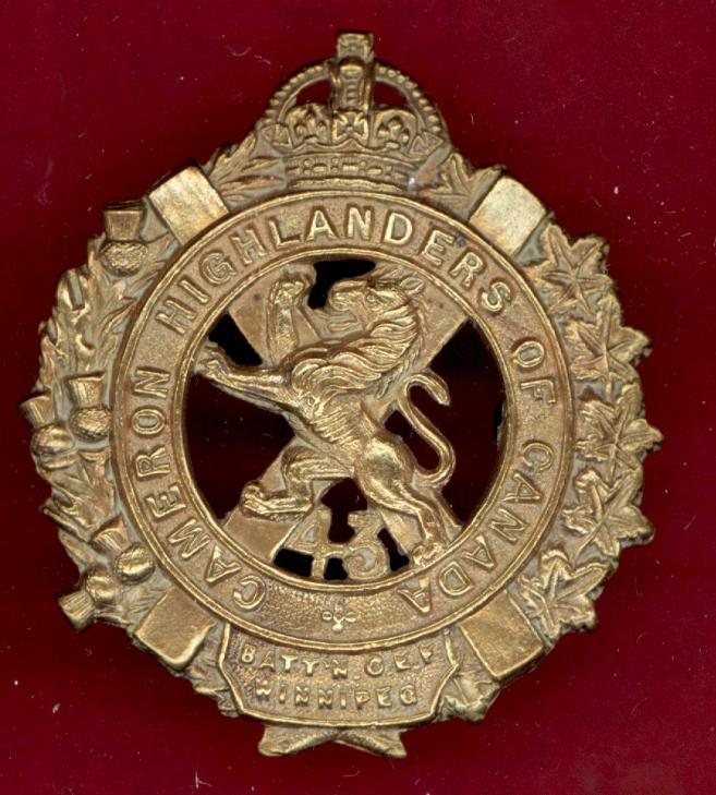 Canadian 43rd Cameron Highlanders of Canada Bn. WW1 CEF glengarry badge