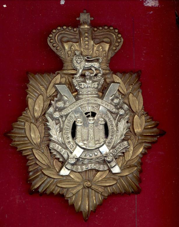 The King's Own Scottish Borderers Victorian OR's helmet plate