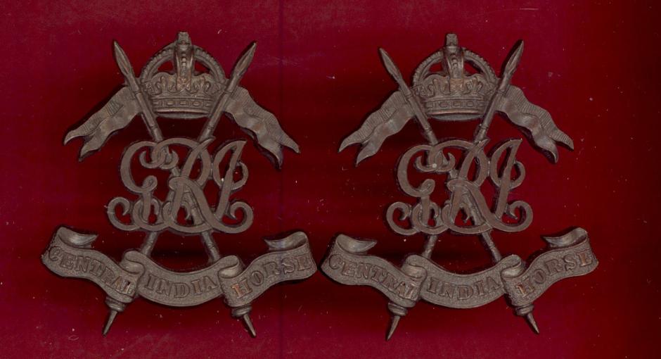 Indian Army. Central India Horse WW1 Officer OSD collar badges.