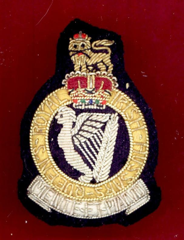 Queen’s Royal Irish Hussars Officer’s 1st type bullion cap badge.