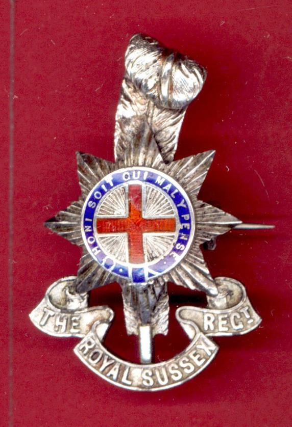 Royal Sussex Regiment  Officer's silver cap badge