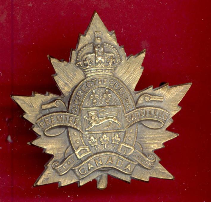 Canadian 1st Depot Bn, 2nd Quebec Regt. (French Legend)  WW1 CEF cap badge