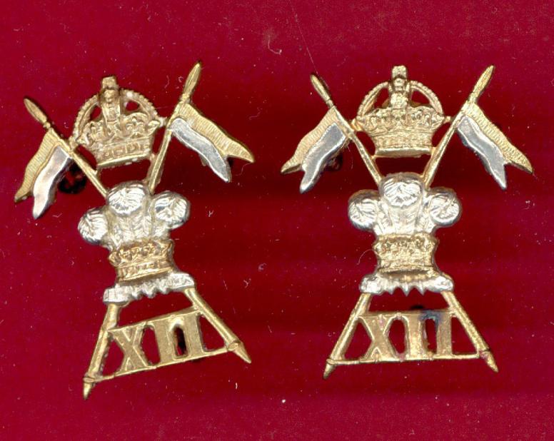 12th Royal Lancers Troopers collar badges