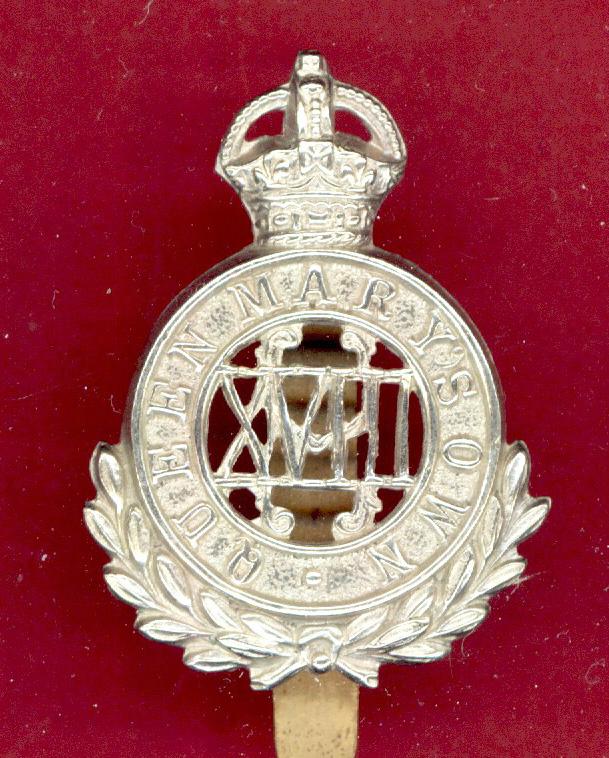 18th Hussars Queen Mary's Own WW1 OR's cap badge