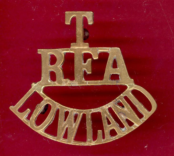 T / RFA / LOWLAND WW1 shoulder title