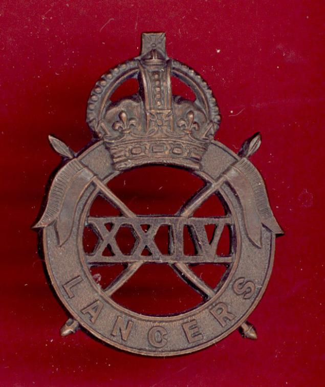 24th Lancers WW2 Officer's OSD cap badge