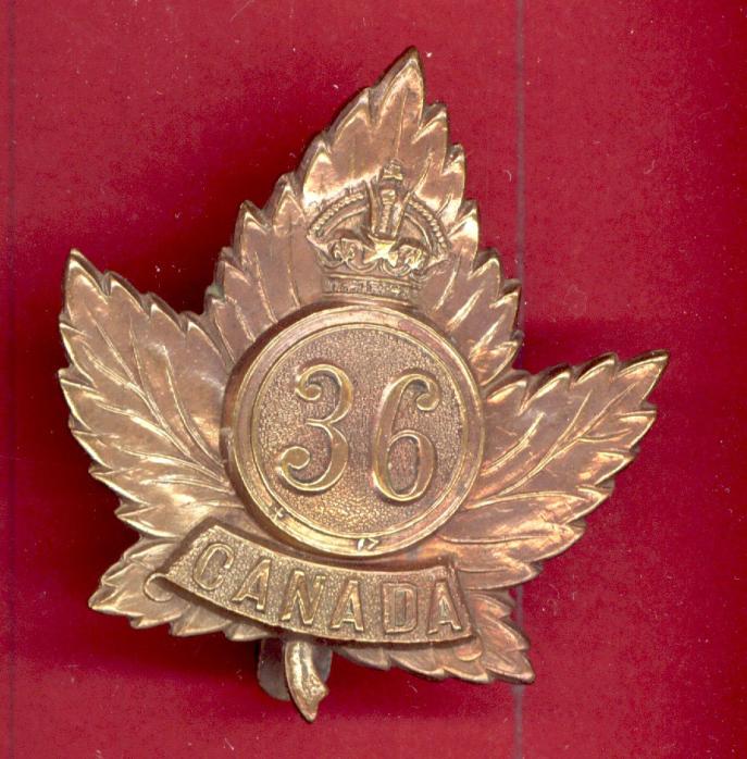 Canadian 36th Hamilton Oversea's Bn.CEF WW1 cap badge