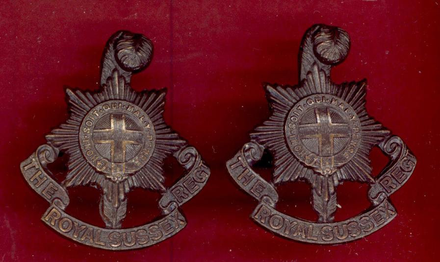 The Royal Sussex Regiment Officer's OSD collar badges