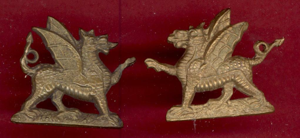 1st Bn. The Monmouthshire Regiment WW1 OR's collar badges