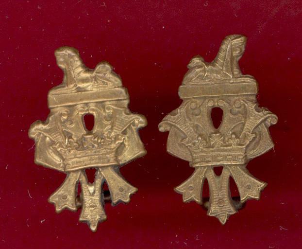 Princess Victoria's Royal Irish Fusiliers Victorian monogram collar badges