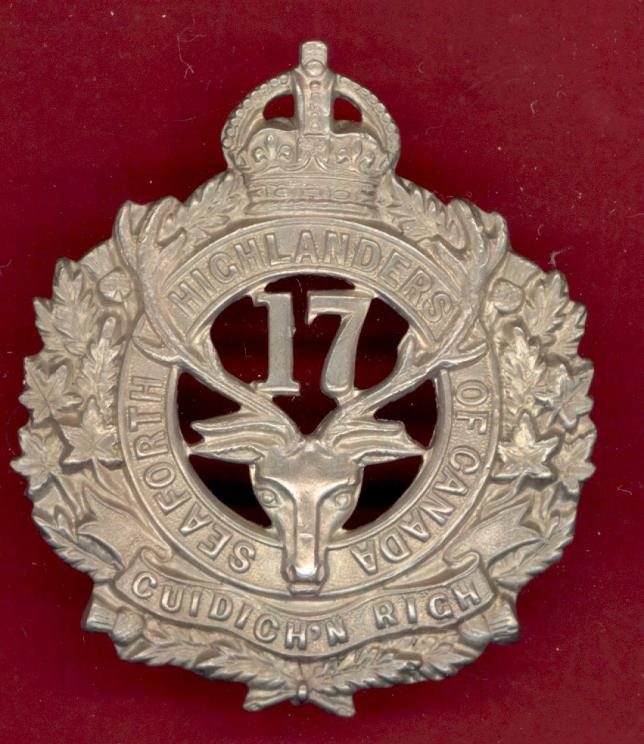 Canadian 17th Bn. Seaforth Highlanders of Canada WW1 CEF glengarry badge