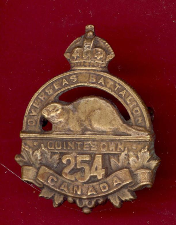 Canadian 254th Battalion Quinte's Own WW1 CEF cap badge