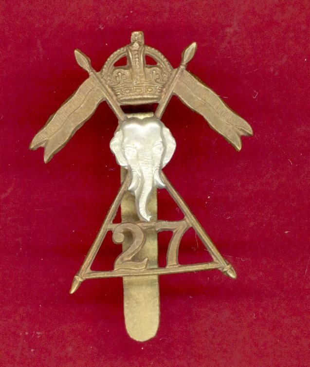 27th Lancers WW2 OR's cap badge