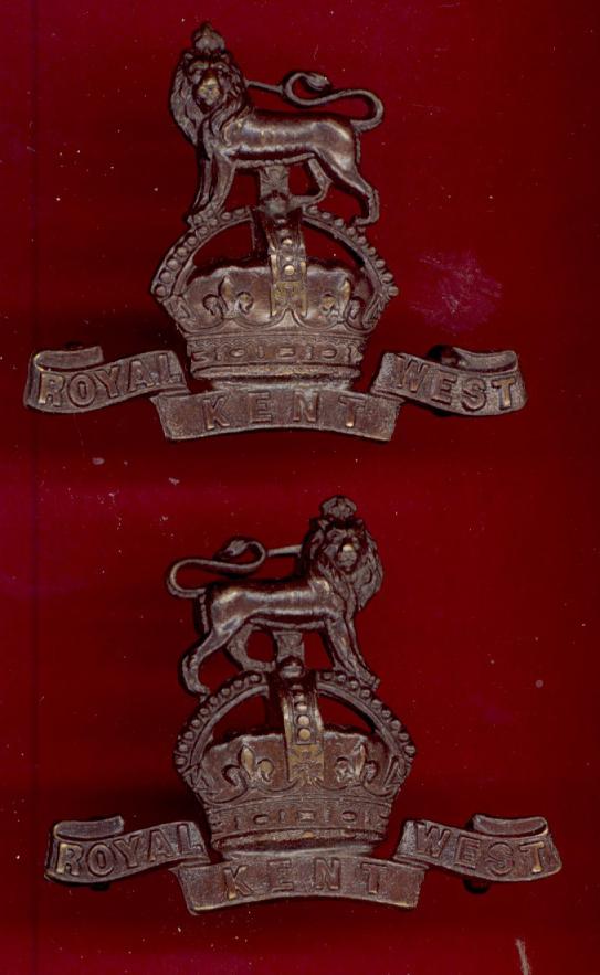 Royal West Kent Regt. WW1 Officer's OSD collar badges