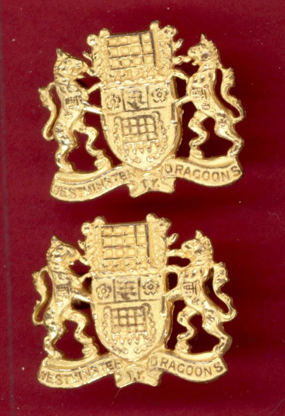 Westminster Dragoons Officer's collar badges