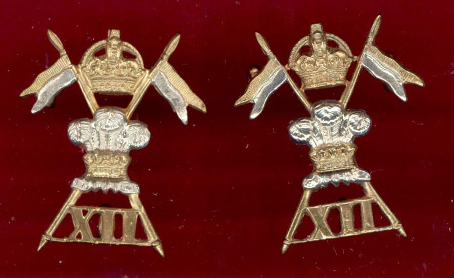 12th Royal Lancers Troopers collar badges