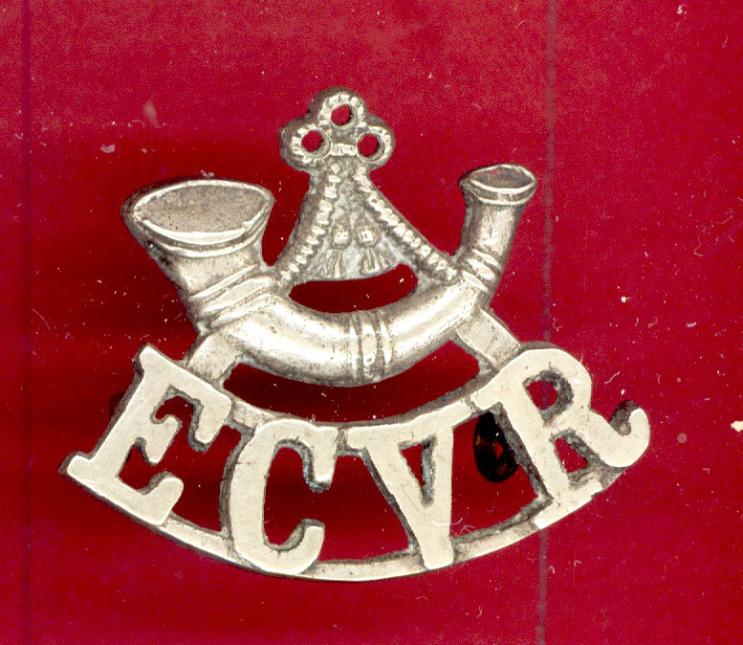 Indian Army Bugle /  E C R V East Coast Rifle Volunteers WW1 shoulder title