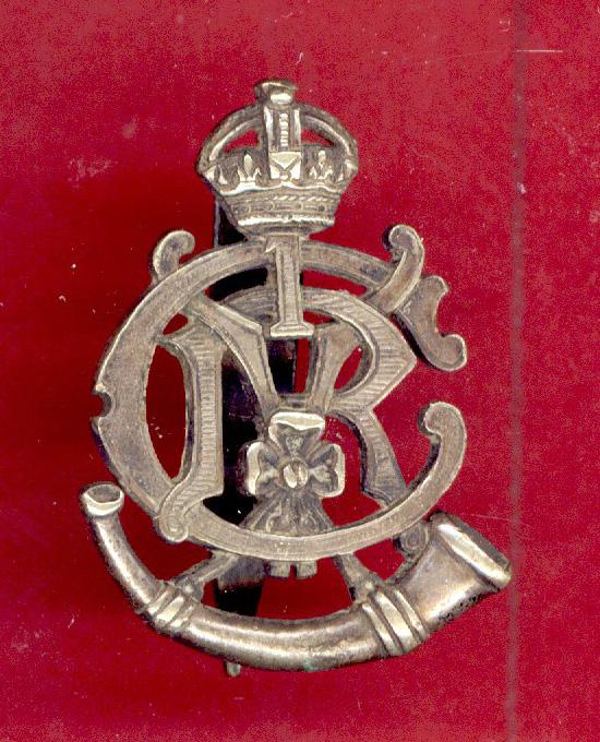 Indian Army. 1st Bn. Calcutta Volunteer Rifles WW1 Officer's head-dress badge.