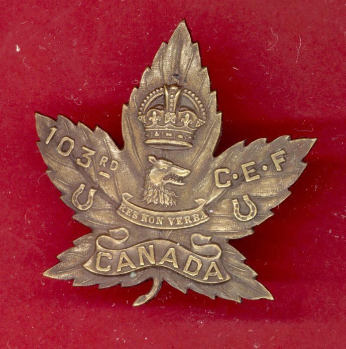 Canadian 103rd Battalion,Victoria, B.C.  WW1 CEF Cap Badge