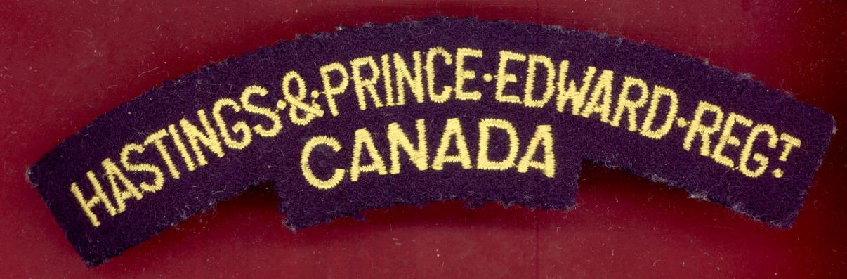 Canadian HASTINGS & PRINCE EDWARD REGT. cloth shoulder title