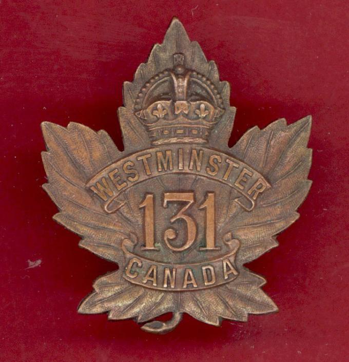 Canadian 131st Westminster Bn. WW1 CEF cap badge