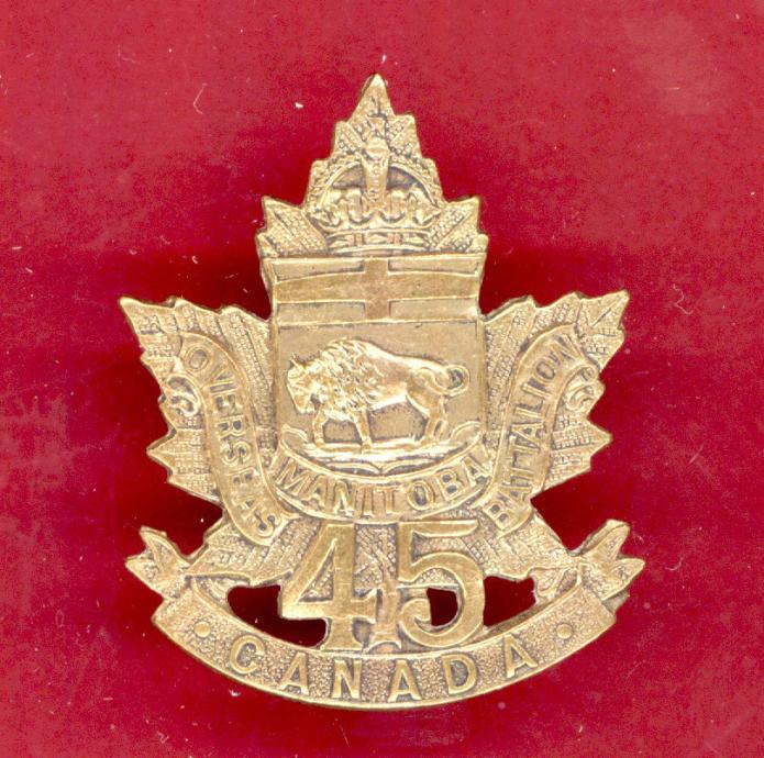 Canadian 45th Battalion (Brandon Manitoba) WW1 CEF Cap Badge