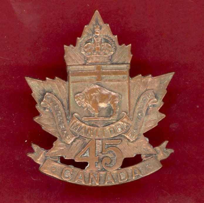 Canadian 45th Battalion (Brandon Manitoba) WW1 CEF Cap Badge