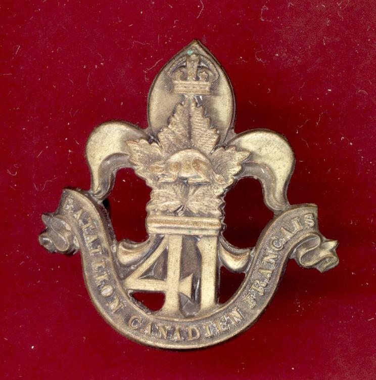 Canadian 41st Quebec City Bn. WW1 CEF cap badge