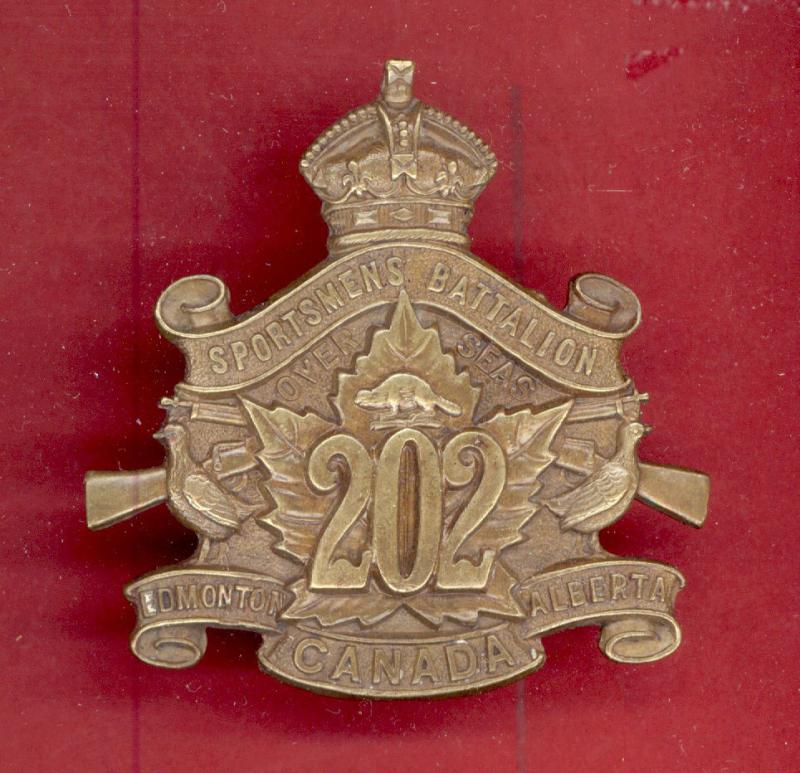 Canadian 202nd Edmonton Sportsmen Bn. WW1 CEF cap badge