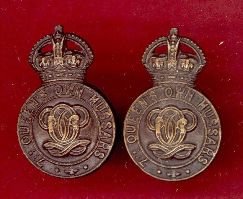 7th Queen's Own Hussars Officer's OSD collar badges