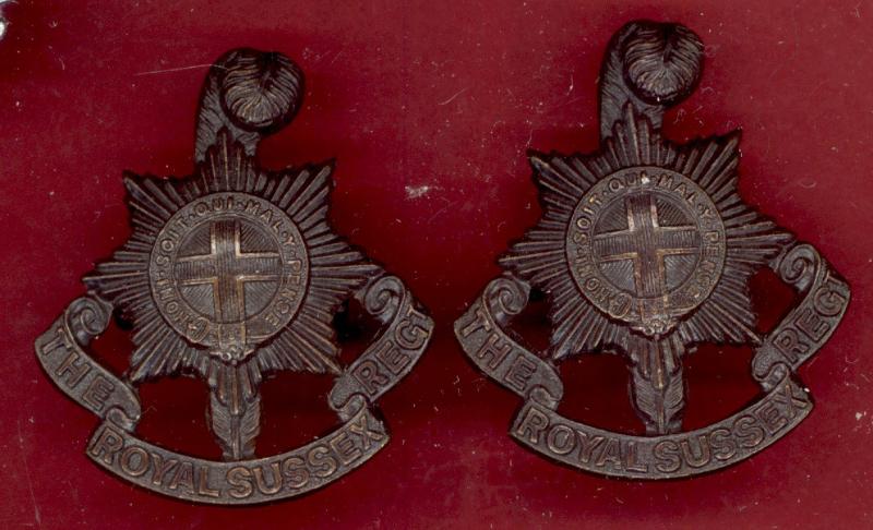 Royal Sussex Regiment Officer's OSD collar badges