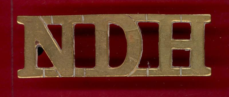 N D H North Devon Hussars WW1 shoulder title