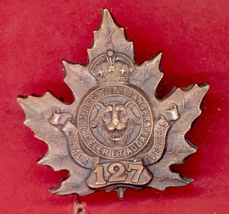 Canadian 127th York County WW1 CEF cap badge