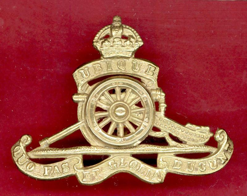 Royal Artillery OR's King's Crown forage cap badge