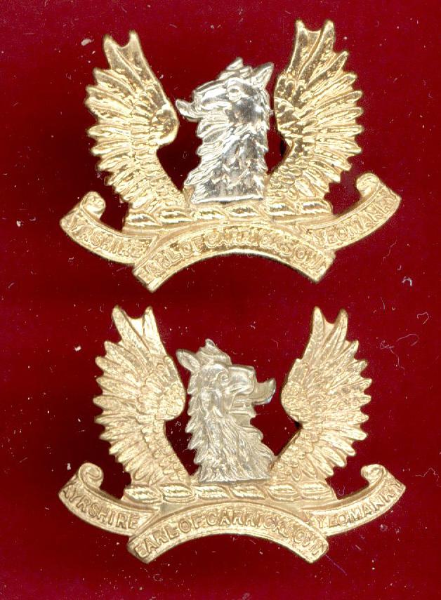 Scottish. Ayrshire (Earl of Carrick's Own)Yeomanry OR’s collar badges