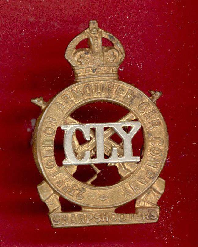 23rd London Armoured Car Company County of London Yeomanry OR's cap badge