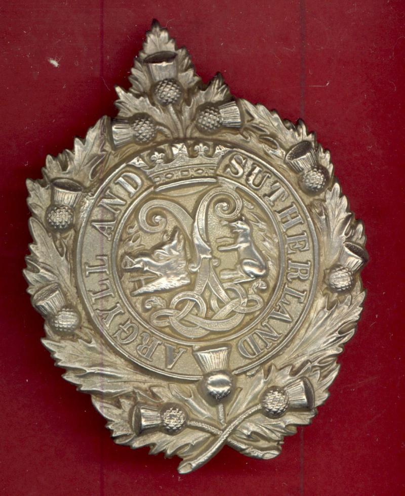 Scottish Argyll & Sutherland Hldrs Victorian glengarry badge