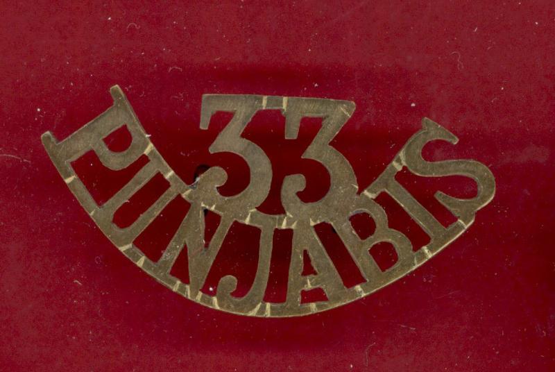 Indian Army 33rd Punjabis Regt. WW1 shoulder title