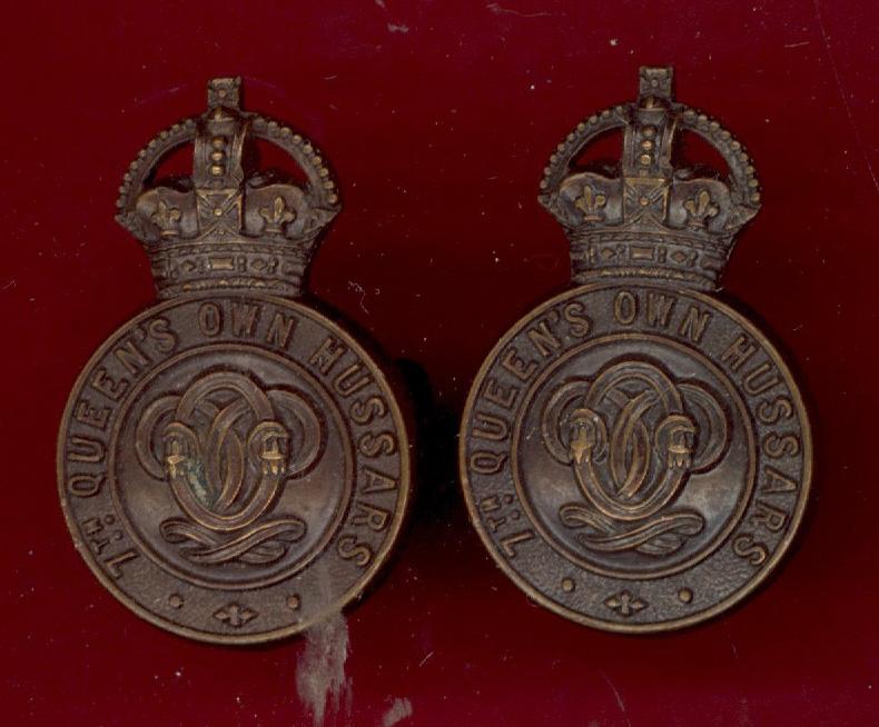 7th Queen's Own Hussars Officer's OSD collar badges.