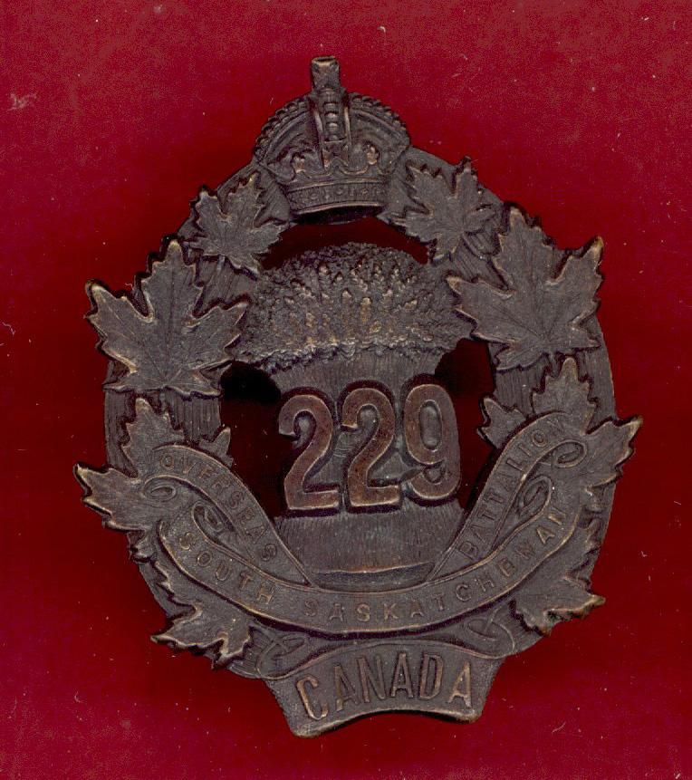 Canadian 229th South Saskatchewan Bn. WW1 CEF cap badge