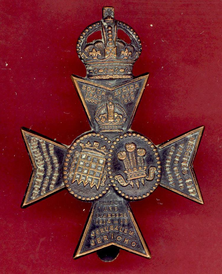 16th (County of London) Bn. The London Regt (Queen s Westminster & Civil Service Rifles) cap badge