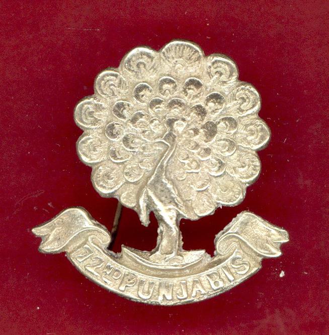 Indian Army 72nd Punjabis WW1 pagri badge