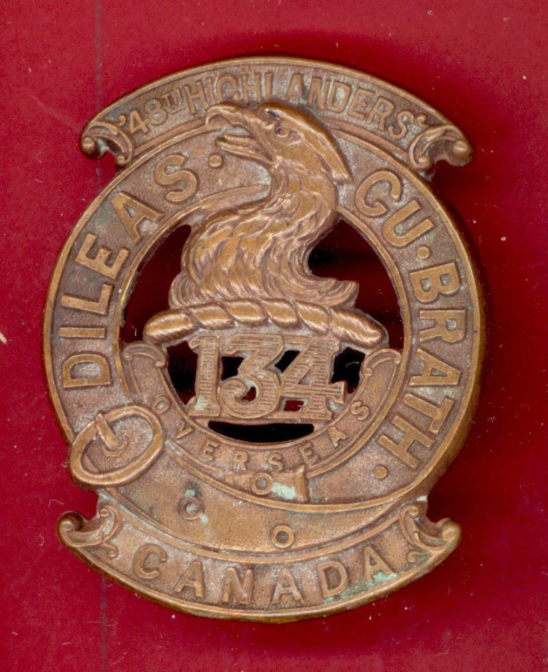 Canadian 134th (48th Toronto Highlanders ) Bn. WW1 CEF glengarry badge